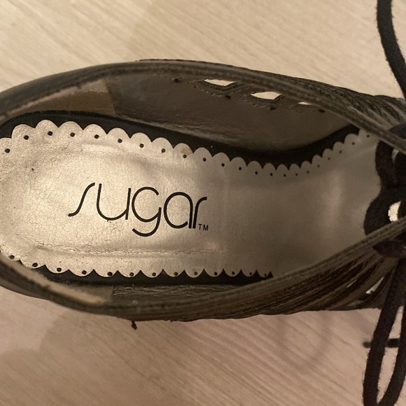 Peep toe lace up wedges - Picture 3 of 4